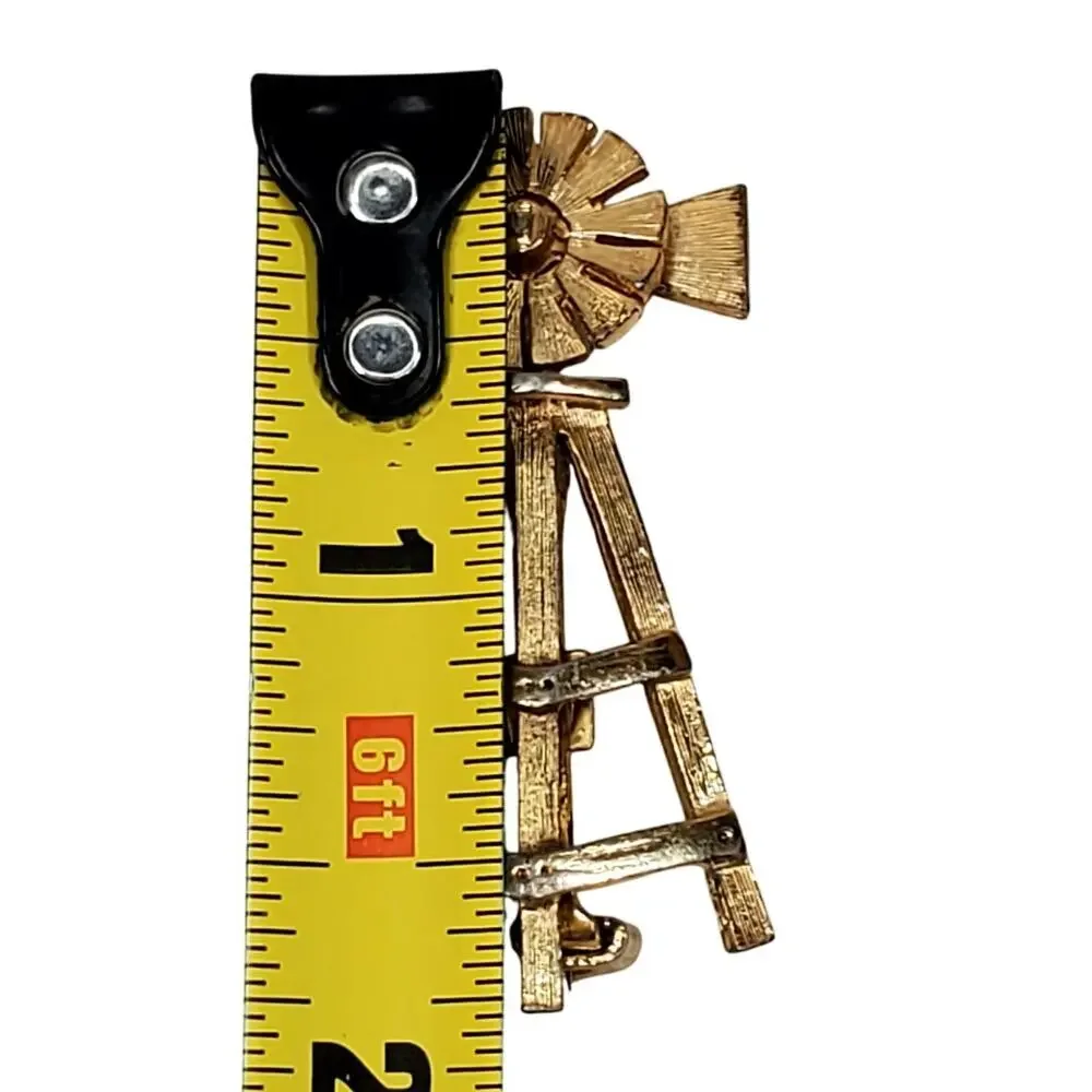 Gold Tone Iowa Windmill Pin Brooch Vtg 1.75